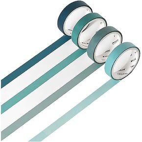 YUBBAEX Natural Color Washi Tape Set 4 Rolls Decorative Tapes for Arts, DIY Crafts, Journals, Planners, Scrapbooking, Wrapping -Neutral Color- (4-Grey Green)
