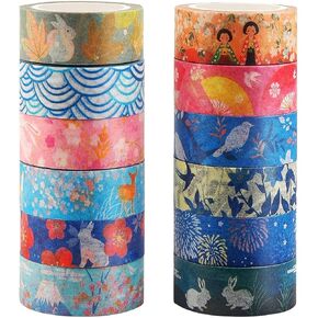 مجموعة أشرطة واشي المقنعة من سلسلة كيوتو للفنون والحرف اليدوية، سجل القصاصات، مجلة رصاصة، مخطط، تغليف الهدايا (مجموعة من 12 لفة) in Kuwait