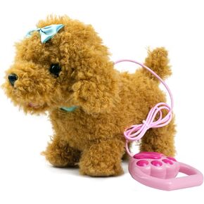YH YUHUNG Walking Dog Toys for Kids with Remote Control Leash, Plush Electronic Pets Puppy Interactive Dog That Walk, Bark, Head Nod, Wags Tail(Brown)