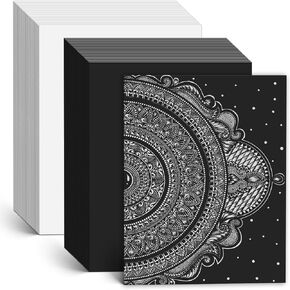 Rcybeo White Black Mixed Cardstock Paper, 100 Sheet Card Stock Thick Paper 80 lb/200 gsm Paper. 8.5 × 11 inch, Heavy Weight Cover Stock Craft for Arts Crafts DIY, Invitations, Card Making, Printing in Kuwait