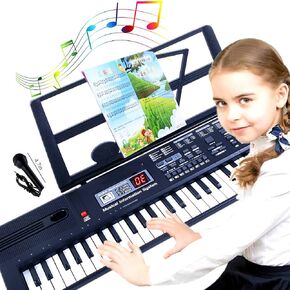 SEMART keyboard Piano Digital electric piano portable electronic music keyboard 61 key toy for kids beginner children musical instruments w/microphone stand USB christmas Birthday gift in Saudi Arabia