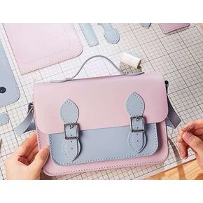 DIY Purse Bag Satchel Making Kit Cambridge Sewing Pattern Wallet PU Leather Material Craft Tool Set Handmade Handbag Shoulder Bag pdf Sew Knit Stitch Woman Girl Birthday Holiday Day Gift