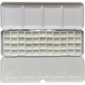 Watercolor Pans with Magnetic Stripes 120 Half White Plastic Empty Paint Pans for Watercolor Oil Painting or Travel tin Box Palette Painting (120 Half Pans with Magnetic Stripes) in Kuwait