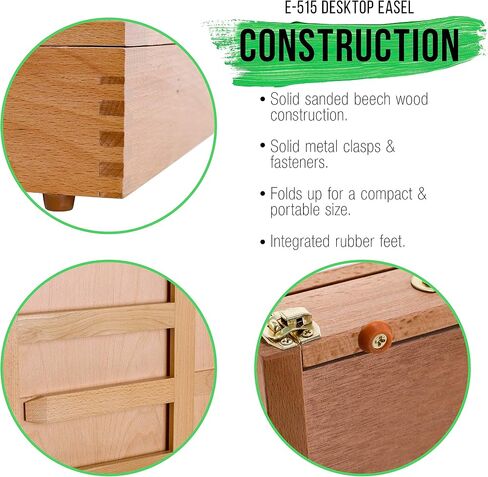 U.S. Art Supply Solana Adjustable Wood Desk Table Easel with Storage Drawer, Paint Palette, Premium Beechwood - Portable Wooden Artist Desktop, Board for Canvas, Painting, Drawing Sketching Book Stand in Kuwait