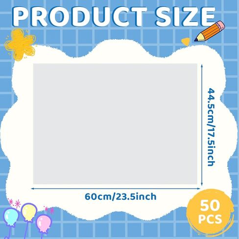 Jetec 50 ورقة كبيرة 17.5 بوصة × 23.5 بوصة، ورق رسم، ورق رسم فني، ورق حرفي أبيض، ورق فني مختلط، مثالي للأطفال، تغليف هدايا الحائط، دهانات مكتب المدرسة in Kuwait