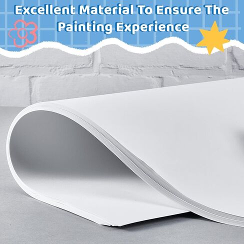 Jetec 50 ورقة كبيرة 17.5 بوصة × 23.5 بوصة، ورق رسم، ورق رسم فني، ورق حرفي أبيض، ورق فني مختلط، مثالي للأطفال، تغليف هدايا الحائط، دهانات مكتب المدرسة in Kuwait