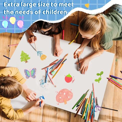 Jetec 50 ورقة كبيرة 17.5 بوصة × 23.5 بوصة، ورق رسم، ورق رسم فني، ورق حرفي أبيض، ورق فني مختلط، مثالي للأطفال، تغليف هدايا الحائط، دهانات مكتب المدرسة in Kuwait