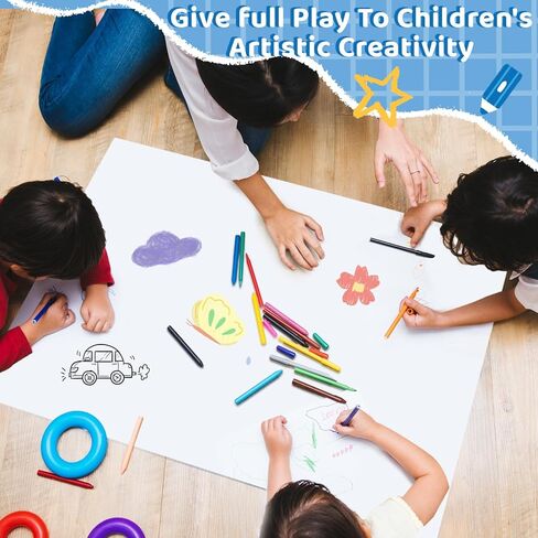 Jetec 50 ورقة كبيرة 17.5 بوصة × 23.5 بوصة، ورق رسم، ورق رسم فني، ورق حرفي أبيض، ورق فني مختلط، مثالي للأطفال، تغليف هدايا الحائط، دهانات مكتب المدرسة in Kuwait