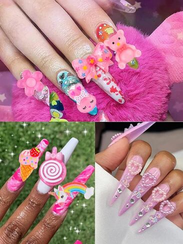 Gorvalin 105 قطعة من سحر الراتنج Kawaii، 3D Sweety Pink Flatback الراتنجات الحلوى سحر لمسمار الفن عيد الحب الحرف الديكور الوحل صنع زخرفة لوازم DIY لصناعة الحرف اليدوية in Kuwait