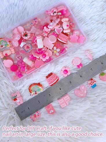 Gorvalin 105 قطعة من سحر الراتنج Kawaii، 3D Sweety Pink Flatback الراتنجات الحلوى سحر لمسمار الفن عيد الحب الحرف الديكور الوحل صنع زخرفة لوازم DIY لصناعة الحرف اليدوية in Kuwait