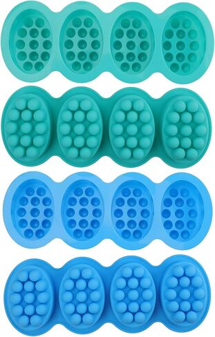 Hedume 4 Pack Silicone Massage Bar Soap Molds, SJ 4 Cavity Silicone Massage Molds, Nonstick & BPA Free, Handmade Soap Molds for Soaps Making in Saudi Arabia