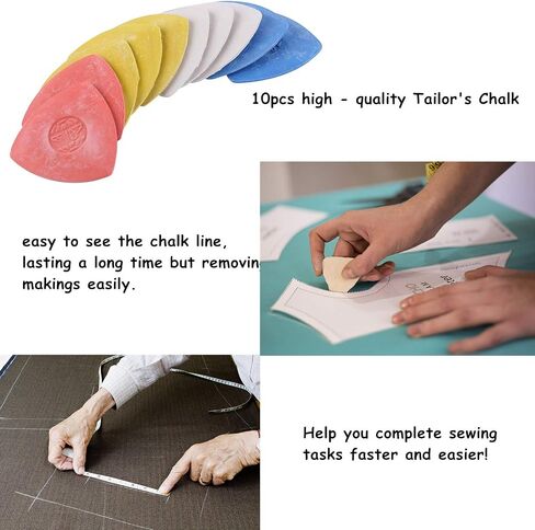 YEQIN 56Pcs Sewing Tools Kit, 10Pcs Tailor's Chalk, 12Pcs Sewing Mark Pencil, 12Pcs Disappearing Erasable Ink Fabric Marker Pen, 20Pcs Sewing Clips, 1Pcs Tape Measure,1Pcs Scissors for Sewing Marking in Saudi Arabia