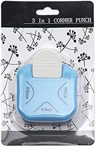 خرامة مستديرة للزاوية 3 في 1، خرامة مستديرة للزاوية، قاطعة تشذيب زاوية مستديرة لورق صور البطاقات، خرامة مستديرة للزوايا 3 اتجاهات، 4 مم 7 مم 10 مم خرامة مستديرة للحرف الورقية (أزرق) in Kuwait