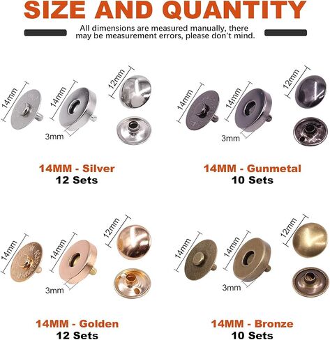 Tanstic 44 Sets 4 Color 18MM Round Magnetic Snap Sets, Strong Magnetic Button Clasps Double-Sided Magnetic Leather Snaps for Clothes, Jackets, Jeans Wears, Bracelets, DIY Craft Sets in Saudi Arabia