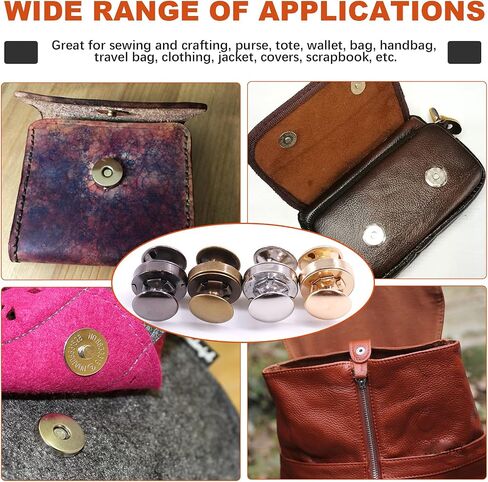 Tanstic 44 Sets 4 Color 18MM Round Magnetic Snap Sets, Strong Magnetic Button Clasps Double-Sided Magnetic Leather Snaps for Clothes, Jackets, Jeans Wears, Bracelets, DIY Craft Sets in Saudi Arabia