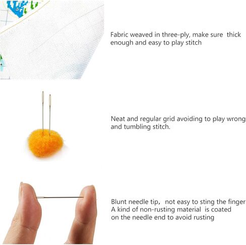 مجموعة خياطة متقاطعة مختومة بنمط خياطة متقاطعة لديكور المنزل، مجموعة تطريز قماشية مطبوعة مسبقا 11 قيراط - قطة ساحرة 12.6 انش × 15.7 انش in Kuwait