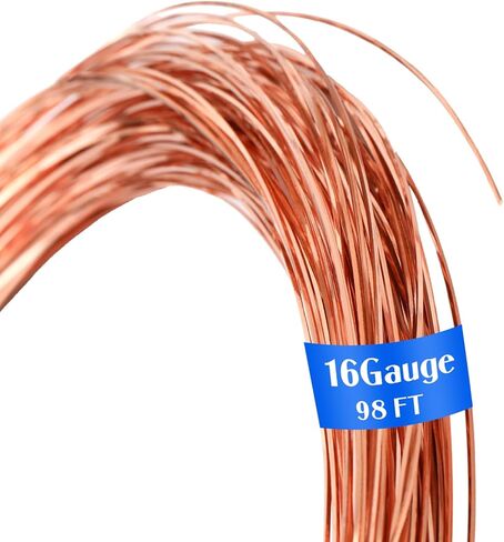 سلك نحاسي نقي مربع من بيلوبي، سلك نحاسي عاري صلب، سلك مربع لصنع المجوهرات، سلك مربع ناعم ميت، سلك مجوهرات مقاوم للتلطيخ، لفة 1 رطل (16 مقياس، طول 98 بوصة، قطر 0.051 بوصة) in Kuwait