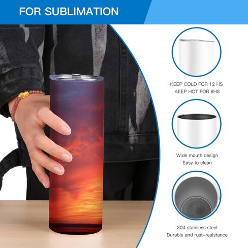 Munskine 4 Pack Sublimation Tumblers 20 Oz Skinny Stainless Steel Double Wall Tumbler Blanks - Sublimation Tumblers with Lid, Straw, Brush & Shrink Wrap -White in Saudi Arabia