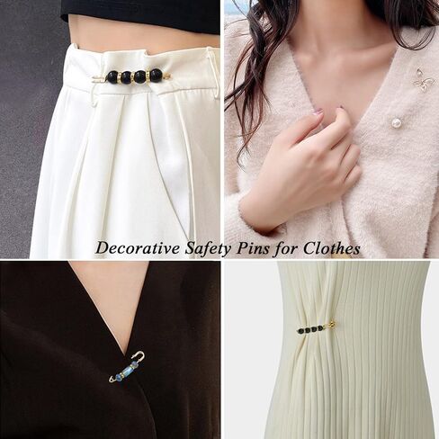 دبابيس بروش للنساء على الموضة، دبابيس أمان تزيينية للملابس، مشبك شال سترة ذهبي بلينغ زهرة فراشة فيونكة دبابيس بروش للنساء، دبابيس بروش من اللؤلؤ الصناعي للحرف اليدوية، دبابيس أمان لسراويل الخصر مع صندوق تخزين in Kuwait