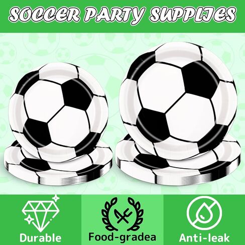 97Pcs Soccer Party Decorations Serve 24, Soccer Birthday Party Supplies Include Dinner Plates, Dessert Plates, Napkins, Cups and Tablecloth, Soccer Decorations for Party in Kuwait