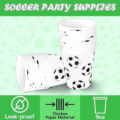 97Pcs Soccer Party Decorations Serve 24, Soccer Birthday Party Supplies Include Dinner Plates, Dessert Plates, Napkins, Cups and Tablecloth, Soccer Decorations for Party in Kuwait