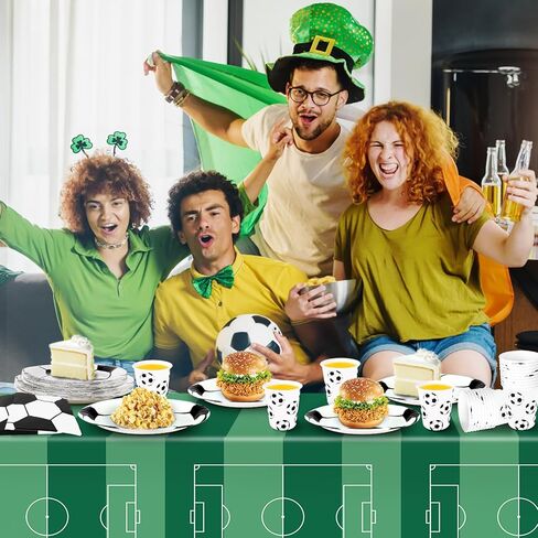 97Pcs Soccer Party Decorations Serve 24, Soccer Birthday Party Supplies Include Dinner Plates, Dessert Plates, Napkins, Cups and Tablecloth, Soccer Decorations for Party in Kuwait