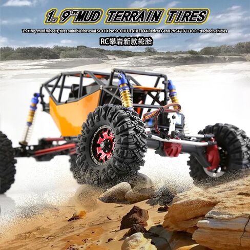 4PCS 1.9 RC Crawler Mud Terrain Tires 4.33inch Slingers Tires Super Grip Rubber Tyres Set w/Foam Inserts Fit for 1:10 RC Rock Crawler Axial SCX10 90046 SCX10 III AXI03007 D90 Redcat Gen8 TRX4 in Kuwait