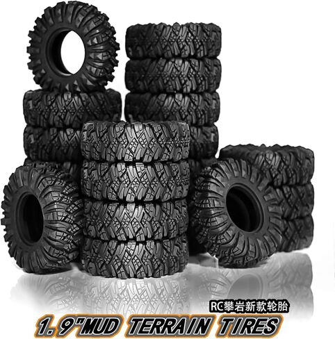 4PCS 1.9 RC Crawler Mud Terrain Tires 4.33inch Slingers Tires Super Grip Rubber Tyres Set w/Foam Inserts Fit for 1:10 RC Rock Crawler Axial SCX10 90046 SCX10 III AXI03007 D90 Redcat Gen8 TRX4 in Kuwait