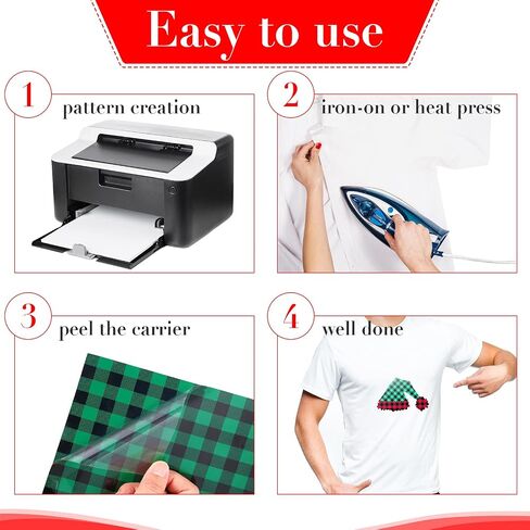 Christmas Buffalo Plaid Heat Transfer HTV Iron on Vinyl Adhesive Sheet 10in x 15ft 3 Rolls Xmas Patches Reflective DIY Fabric T-Shirts Crafts Christmas Decoration (Green Red Black and White Plaid) in Saudi Arabia