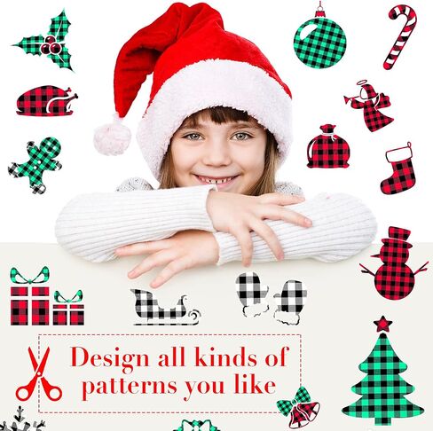Christmas Buffalo Plaid Heat Transfer HTV Iron on Vinyl Adhesive Sheet 10in x 15ft 3 Rolls Xmas Patches Reflective DIY Fabric T-Shirts Crafts Christmas Decoration (Green Red Black and White Plaid) in Saudi Arabia