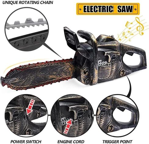 16" Bloody Rusty Electric Chainsaw - Battery Operated Chainsaw Massacre Role Play Accessory with Motion & Sound Effects for Halloween Cosplay Prop, Decorations in Saudi Arabia