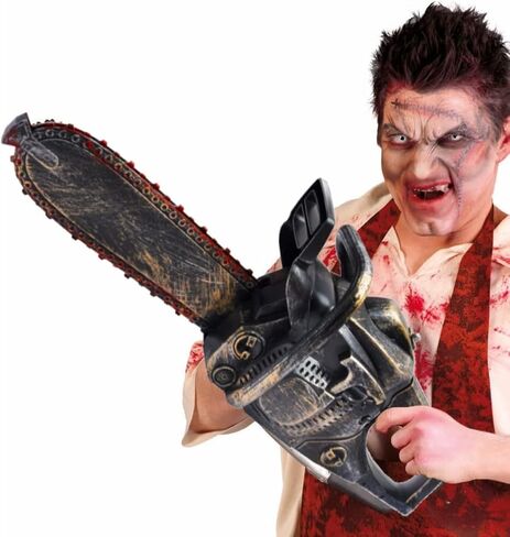 16" Bloody Rusty Electric Chainsaw - Battery Operated Chainsaw Massacre Role Play Accessory with Motion & Sound Effects for Halloween Cosplay Prop, Decorations in Saudi Arabia