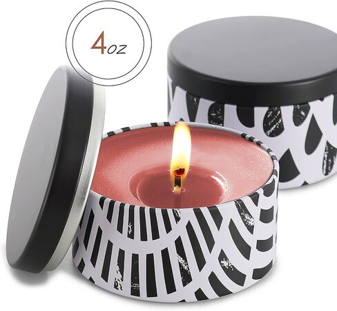 Hearth & Harbor Tin Candle Jars for Making Candles - DIY Candle Containers with Lids - Metal Candle Jars - Bulk Tins Storage for Candle (24, Abstract Shapes) in Kuwait