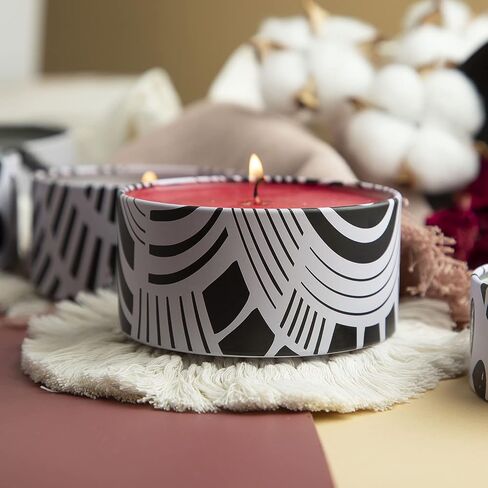 Hearth & Harbor Tin Candle Jars for Making Candles - DIY Candle Containers with Lids - Metal Candle Jars - Bulk Tins Storage for Candle (24, Abstract Shapes) in Kuwait