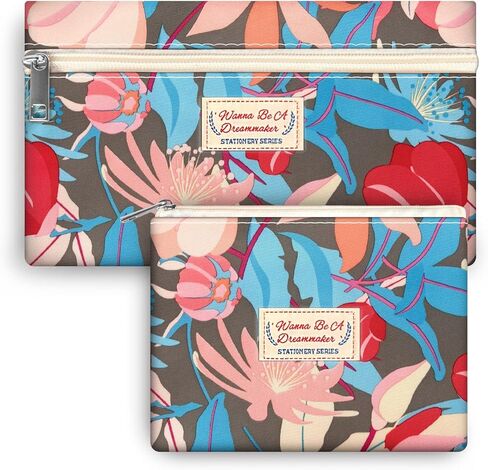 Large Capacity Pencil Case Cute Pencil Pouch Soft Pencil Bag - Can Hold 60 Pencils or 30 Markers - With Small Zipper Organizer, Portable Travel Gifts Multifunctional Bag Set brown autumn leaves in Kuwait