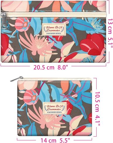 Large Capacity Pencil Case Cute Pencil Pouch Soft Pencil Bag - Can Hold 60 Pencils or 30 Markers - With Small Zipper Organizer, Portable Travel Gifts Multifunctional Bag Set brown autumn leaves in Kuwait