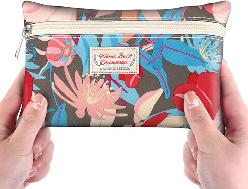 Large Capacity Pencil Case Cute Pencil Pouch Soft Pencil Bag - Can Hold 60 Pencils or 30 Markers - With Small Zipper Organizer, Portable Travel Gifts Multifunctional Bag Set brown autumn leaves in Kuwait