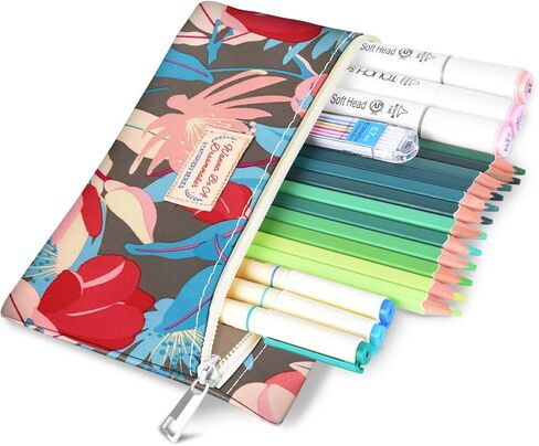 Large Capacity Pencil Case Cute Pencil Pouch Soft Pencil Bag - Can Hold 60 Pencils or 30 Markers - With Small Zipper Organizer, Portable Travel Gifts Multifunctional Bag Set brown autumn leaves in Kuwait