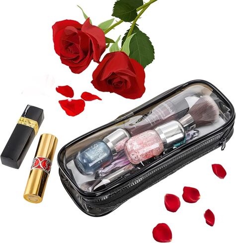 WUWEOT 10 Pack Clear Pencil Case, PVC Pencil Bag Makeup Pouch, Big Capacity Travel Toiletry Bag with Zipper for Office Stationery and Travel Storage (Black+White) in Saudi Arabia