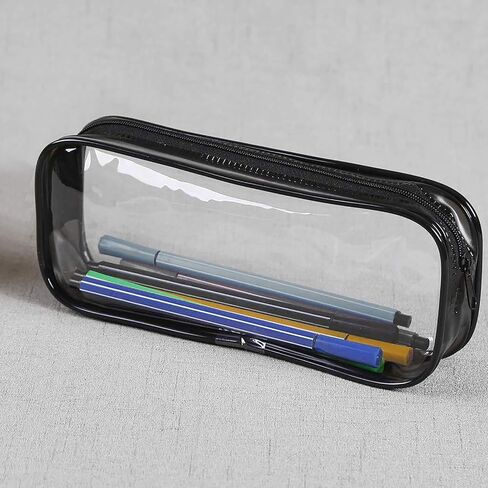 WUWEOT 10 Pack Clear Pencil Case, PVC Pencil Bag Makeup Pouch, Big Capacity Travel Toiletry Bag with Zipper for Office Stationery and Travel Storage (Black+White) in Saudi Arabia