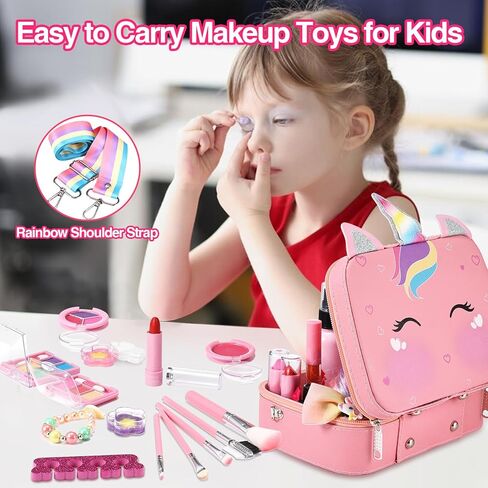 ألعاب مكياج للبنات قابلة للغسل، 38 قطعة طقم مكياج للأطفال للفتيات مجموعة مكياج حقيقية للفتيات الصغيرات الأميرة تلعب هدية عيد ميلاد للأطفال البنات الصغار الذين تتراوح أعمارهم بين 3 4 5 6 7 8 9 10-12 سنة in Kuwait