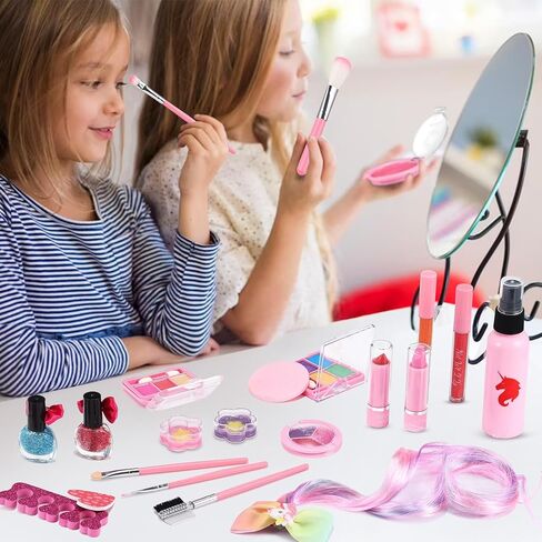 ألعاب مكياج للبنات قابلة للغسل، 38 قطعة طقم مكياج للأطفال للفتيات مجموعة مكياج حقيقية للفتيات الصغيرات الأميرة تلعب هدية عيد ميلاد للأطفال البنات الصغار الذين تتراوح أعمارهم بين 3 4 5 6 7 8 9 10-12 سنة in Kuwait