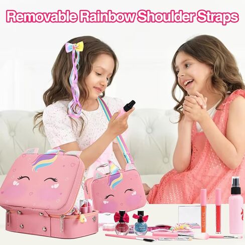 ألعاب مكياج للبنات قابلة للغسل، 38 قطعة طقم مكياج للأطفال للفتيات مجموعة مكياج حقيقية للفتيات الصغيرات الأميرة تلعب هدية عيد ميلاد للأطفال البنات الصغار الذين تتراوح أعمارهم بين 3 4 5 6 7 8 9 10-12 سنة in Kuwait