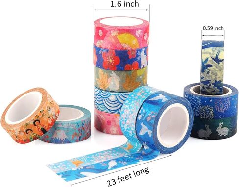 مجموعة أشرطة واشي المقنعة من سلسلة كيوتو للفنون والحرف اليدوية، سجل القصاصات، مجلة رصاصة، مخطط، تغليف الهدايا (مجموعة من 12 لفة) in Kuwait