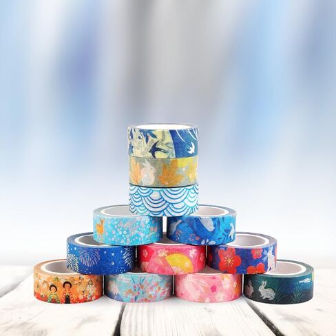 مجموعة أشرطة واشي المقنعة من سلسلة كيوتو للفنون والحرف اليدوية، سجل القصاصات، مجلة رصاصة، مخطط، تغليف الهدايا (مجموعة من 12 لفة) in Kuwait