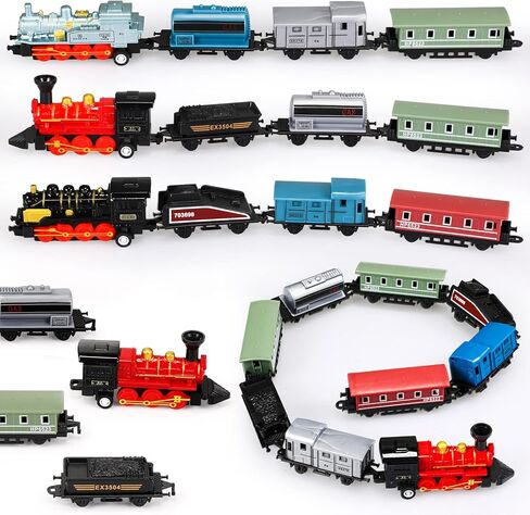 Hanaive 3 Sets Mini Simulation Steam Train Toys Small Retro Steam Train Model Assorted Styles Pull Back Train Set Diecast Locomotive Model Train Set for Boys and Girls Gifts Birthday Party Favor in Kuwait