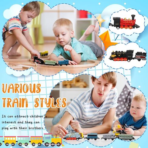 Hanaive 3 Sets Mini Simulation Steam Train Toys Small Retro Steam Train Model Assorted Styles Pull Back Train Set Diecast Locomotive Model Train Set for Boys and Girls Gifts Birthday Party Favor in Kuwait