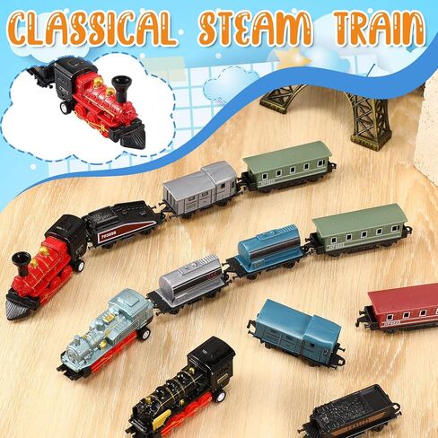 Hanaive 3 Sets Mini Simulation Steam Train Toys Small Retro Steam Train Model Assorted Styles Pull Back Train Set Diecast Locomotive Model Train Set for Boys and Girls Gifts Birthday Party Favor in Kuwait