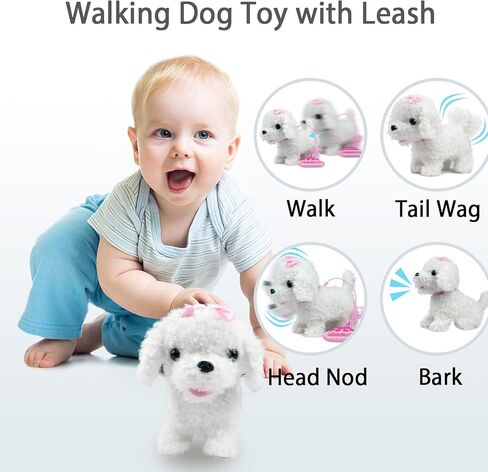 YH YUHUNG Walking Dog Toys for Kids with Remote Control Leash, Plush Electronic Pets Puppy Interactive Dog That Walk, Bark, Head Nod, Wags Tail(Brown) in Kuwait