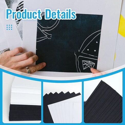Rcybeo White Black Mixed Cardstock Paper, 100 Sheet Card Stock Thick Paper 80 lb/200 gsm Paper. 8.5 × 11 inch, Heavy Weight Cover Stock Craft for Arts Crafts DIY, Invitations, Card Making, Printing in Kuwait